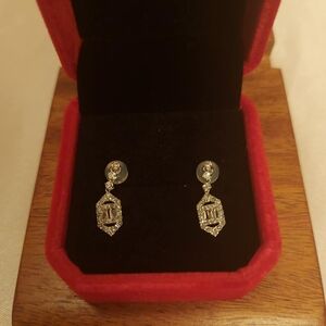 Earrings in 18K Japan White Gold setting, .50 carat Natural Diamond